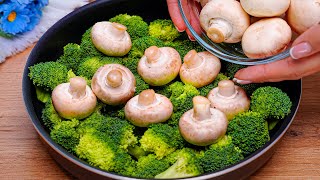 I cook this broccoli 3 times a week Recipe for broccoli and mushrooms in a frying pan Delicious [upl. by Romney]