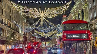 London Best Christmas Lights and Shops Displays 2023  London’s Walking Tour 4K HDR [upl. by Orelle]