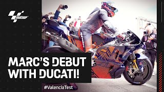 Marc Marquezs first laps with the Ducati GP23 👀  ValenciaTest [upl. by Rolanda254]