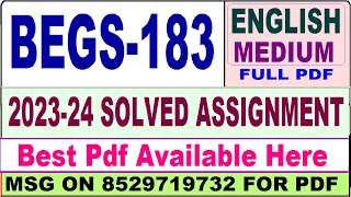 begs 183 solved assignment 202324  begs 183 solved assignment 2024 in English  begs 183 english [upl. by Ebocaj]