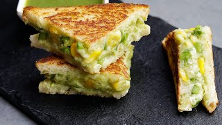 Chilli Cheese Corn Sandwich10 मिनट में बनाये बाजार जैसा चीज़ सैंडविचEasy Cheese Sandwich Recipe [upl. by Saidee]