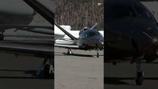 Cirrus SF50 Vision Jet TakeOff in the Swiss Alps aviation switzerland winterwonderland [upl. by Hilel]