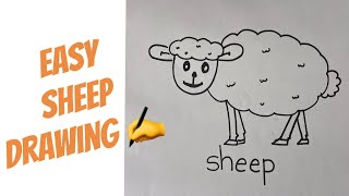 Easy sheep drawingsimple drawingsketch step by step [upl. by Timmons327]