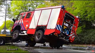 BERGING  Brandweervoertuig op zijn kant tijdens spoedrit Volvo FM 4x4🚒 [upl. by Hasen]