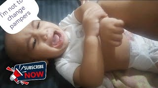 CRYING DIAPER CHANGING PART 33😭😢 MR BABY IS IRRITATED AND GET OFF THE BED😧 vlog 2024 [upl. by Onaimad]