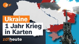 Militärische Entwicklung Ein Jahr Krieg in der Ukraine  ZDFheute erklärt [upl. by Yrhcaz]