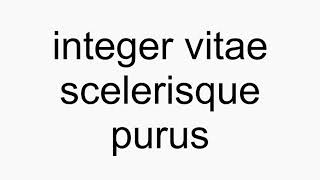 How to pronounce integer vitae scelerisque purus [upl. by Atina195]