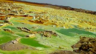 Dallol volcano in the Danakil desert Great Rift Valley Ethiopia [upl. by Aihsi]