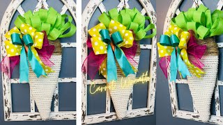 New Dollar Tree CARROT 🥕frame Easter Wreath Door Hanger DIY🐇Easy and Inexpensive Spring Craft 🌼 [upl. by Sorcim]