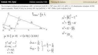 Zad 104 Planimetria  zadanie maturalne za 5 pkt [upl. by Rairb]