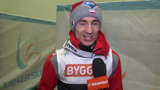 Kamil Stoch po triumfie w Vikersund 19032017 [upl. by Ycam]