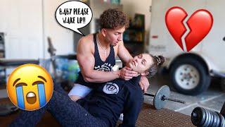 PASSING OUT While WORKING OUT Prank On Boyfriend Cute Reaction  Montana amp Ryan [upl. by Kcirrag]