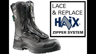 HOW TO Lace and Replace HAIX Zipper Lacing system [upl. by Nossah]