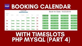 How to create a booking calendar with time slots php mysql part 4 [upl. by Maclean]