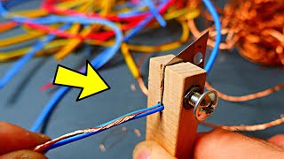 How to Strip any Copper Wires in just a Couple of Minutes  4 New Lifehacks [upl. by Norrek]