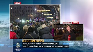 Stotine u Beogradu sedmu noć protestuju protiv izbornih prevara [upl. by Eniac]