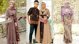 Inspirasi gamis batik kombinasi polos [upl. by Latea]