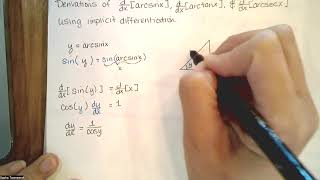 2128 Inverse Trig Derivatives using Implicit Differentiation  Analytic Geometry and Calculus I [upl. by Robb865]