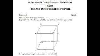 Sujet 2 bac spé maths centre étranger exercice 3  6 juin 2024 [upl. by Petigny]