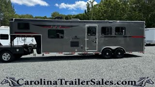 Like New 2023 Bison 3 Horse Trailer Tour  10 Full LQ Big Fridge Dinette Rear Ramp [upl. by Nowujalo]