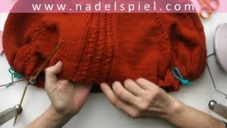 Stricken mit eliZZZa  Raglan von Oben Video 04  Ärmelmaschen stilllegen Körper stricken [upl. by Aitital]