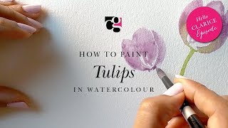 How to Paint Tulips in Watercolour  Hello Clarice Tutorials [upl. by Barstow139]