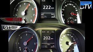 Golf 7 GTI vs Golf 7 GTD  0220 kmh acceleration 1080p [upl. by Odelinda]