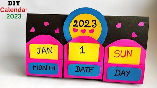 How to make a 2023 desk calendar  DIY Calendar  paper Mini calendar  paper crafts for school DIY [upl. by Hakaber]