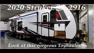 Deluxe Toy Hauler Trailer by Cruiser RV 2020 Stryker 2916  Couchs RV Nation a RV Review Walkthrough [upl. by Nnylodnewg]