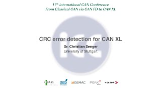 17th iCC paper CRC error detection for CAN XL [upl. by Clemen359]