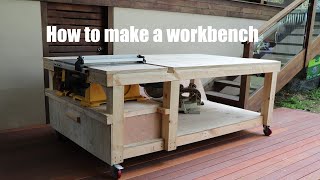 How to make a workbench with built in table saw and vise [upl. by Enelrae481]