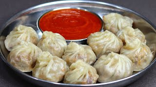 Momos Recipe😋 സോഫ്റ്റ് മോമോസും ചുമന്ന ചട്നിയും Steamed Dim Sum Momos Chutney Chicken Recipe [upl. by Arias913]