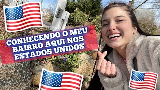 VLOG  Conhecendo o meu bairro aqui nos Estados Unidos 🇺🇸  Conversando em Inglês [upl. by Marillin541]