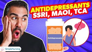 Pharmacology  Antidepressants  SSRI MAOI TCA SNRIs nursing RN PN MADE EASY [upl. by Kosaka]