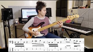 Cool Slap Bass line exercise 3 ways  easy intermediate and pro w Tabs and Playalong [upl. by Aicissej]