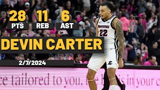 Devin Carter Providence Friars 28 PTS 11 REB 6 AST vs Creighton Bluejays [upl. by Yecaw]