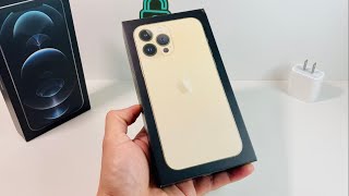 iPhone 13 Pro Max Gold Unboxing First Impressions [upl. by Adnat203]