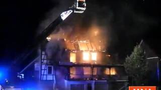 Brand in Neukirchen Löscharbeiten in der Nacht [upl. by Boylston]