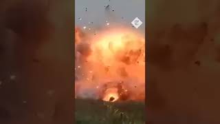 Huge ammo explosion as Ukraine forces destroy Russian BPM [upl. by Raseta]