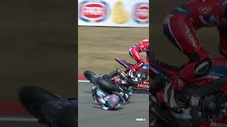 Mackenzie CRASHES at Turn 12 💥  2022 GBRWorldSBK 🇬🇧 [upl. by Ardnaeed]