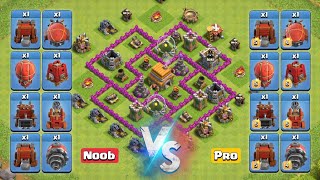 Town Hall 6 Max Vs Level 1 And Max Siege Machines  Clash of Clans [upl. by Tnomal]