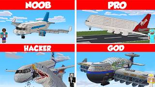 Minecraft AIRPLANE HOUSE BUILD CHALLENGE  NOOB vs PRO vs HACKER vs GOD  Animation [upl. by Odrahcir]