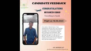 our candidate MRRAMESH travelled to saudi on 19092023FEEDBACK saudi job middleeast [upl. by Aitnic]