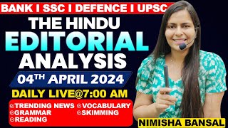 Editorial Analysis  4th April 2024  Vocab Grammar Reading Skimming  Nimisha Bansal [upl. by Vernier291]