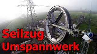 110KV Freileitung Seilzug ins Umspannwerk [upl. by Eidnim]