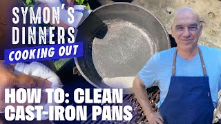 How to Clean amp Season a CastIron Pan w Michael Symon  Symons Dinners Cooking Out  Food Network [upl. by Nosnehpets]