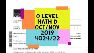 O Level Math D Paper 2 402422 OctNov 2019 [upl. by Engle553]