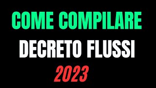 COME COMPILARE LE DOMANDE DI DECRETO FLUSSI 2024 [upl. by Guenna]