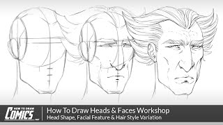 How To Draw Heads And Faces Head Shape Facial Feature amp Hair Style Variation [upl. by Aneekat]