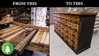 Apothecary Cabinet Workbench Made From Pallet Wood Worktop Offcuts and Oak Flooring [upl. by Kerat]